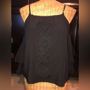 Black Cold Shoulder Bell sleeve Top
